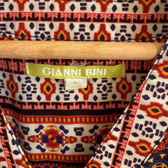 Women’s Gianni Bini Crazy in Love black boho tunic blouse top Large - Picture 3 of 4